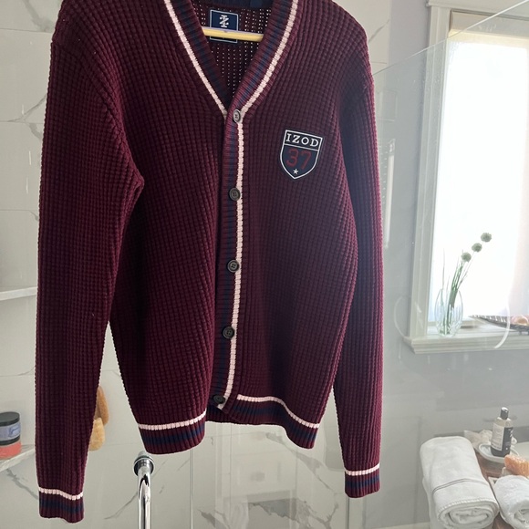 izod classic knit preppy dressing rich sweater size medium burgundy golf sweater - Picture 17 of 17